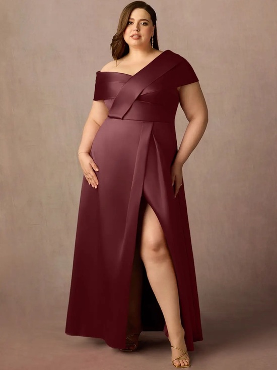 Azazie Dresses & Skirts - Azazie Marissa One-Shoulder Evening Gown in Cabernet